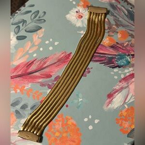 Liz Claiborne polished gold 5 strand snake chain magnetic bracelet 7.5”